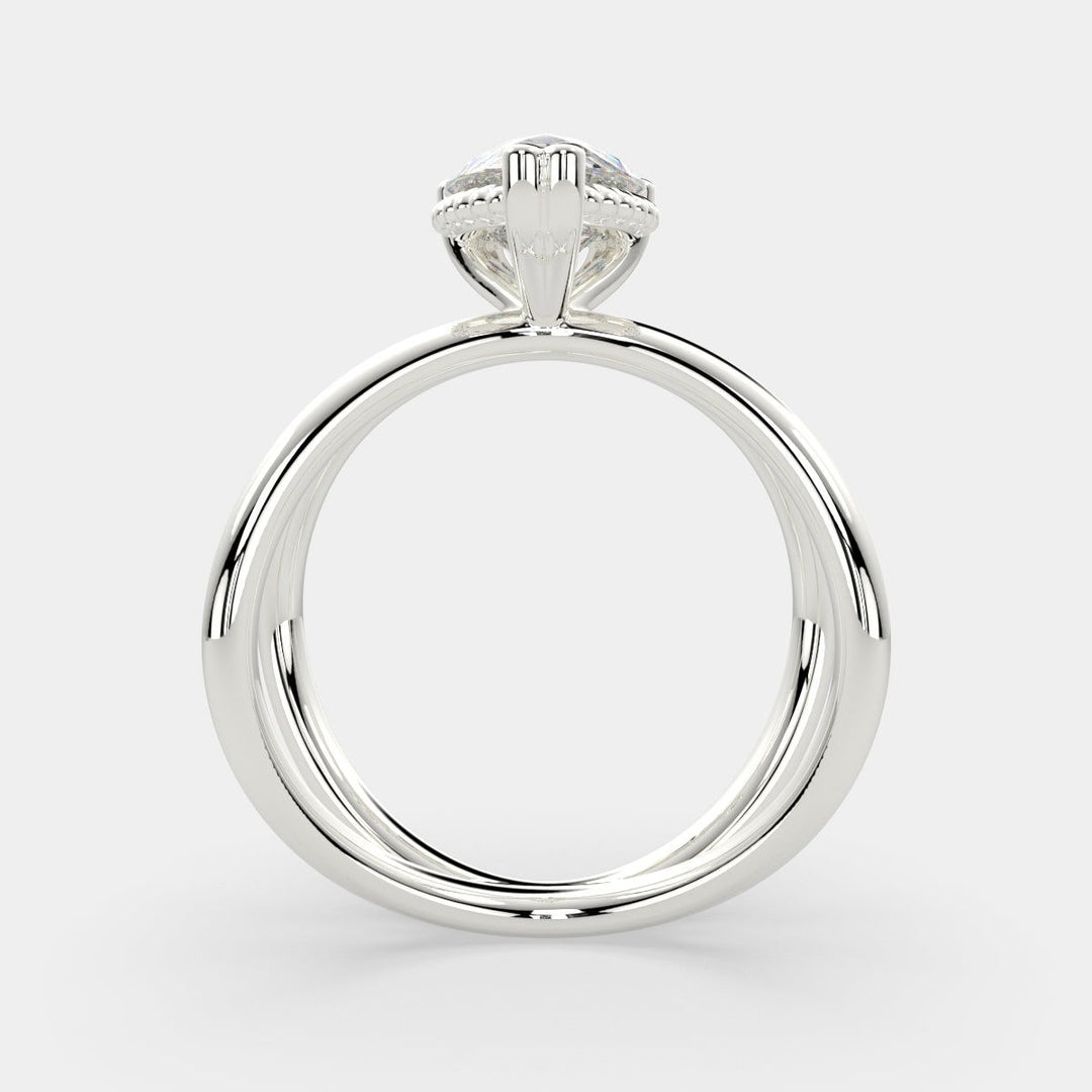 Tatiana Pear Cut Solitaire Split Shank Engagement Ring Setting - Nivetta