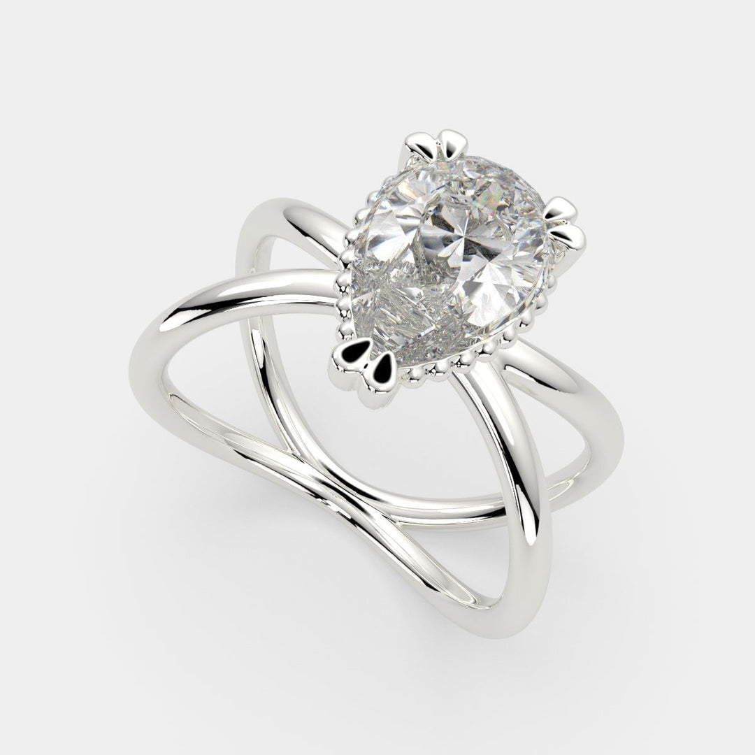 Tatiana Pear Cut Solitaire Split Shank Engagement Ring Setting - Nivetta