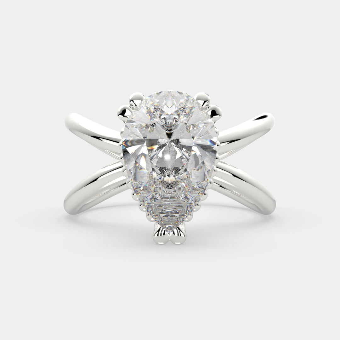 Tatiana Pear Cut Solitaire Split Shank Engagement Ring Setting - Nivetta