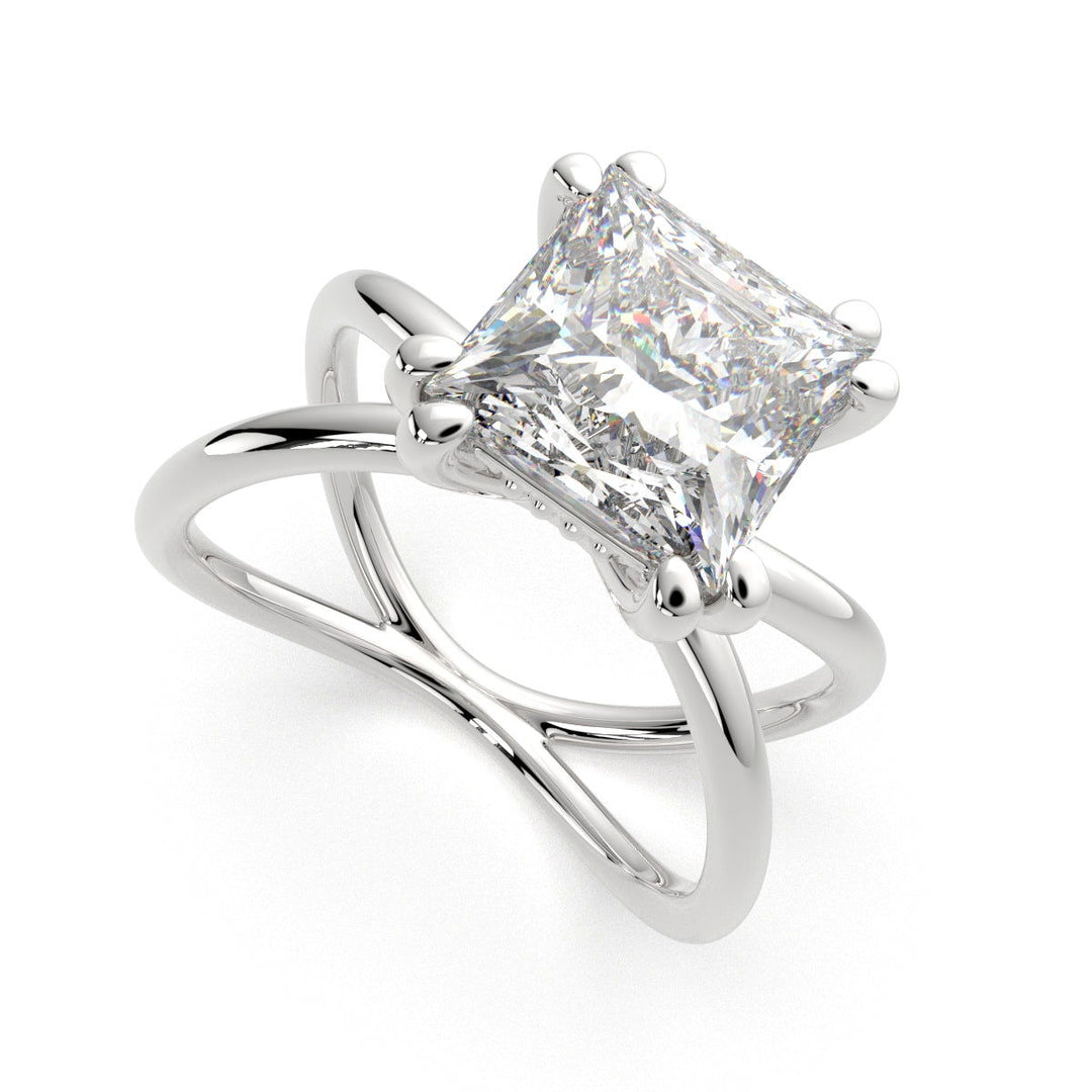 Tatiana Princess Cut Solitaire Split Shank Engagement Ring Setting - Nivetta