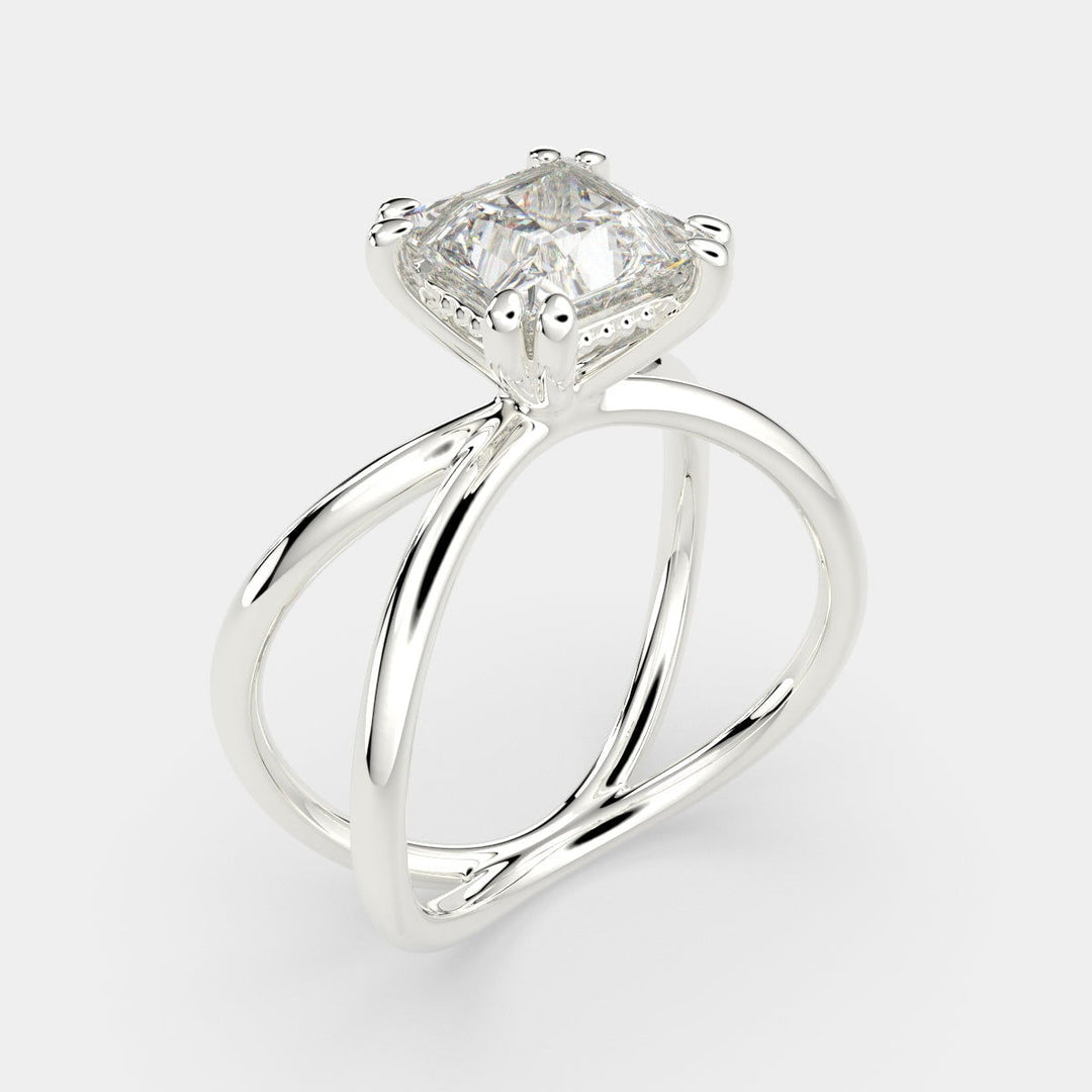 Tatiana Princess Cut Solitaire Split Shank Engagement Ring Setting - Nivetta