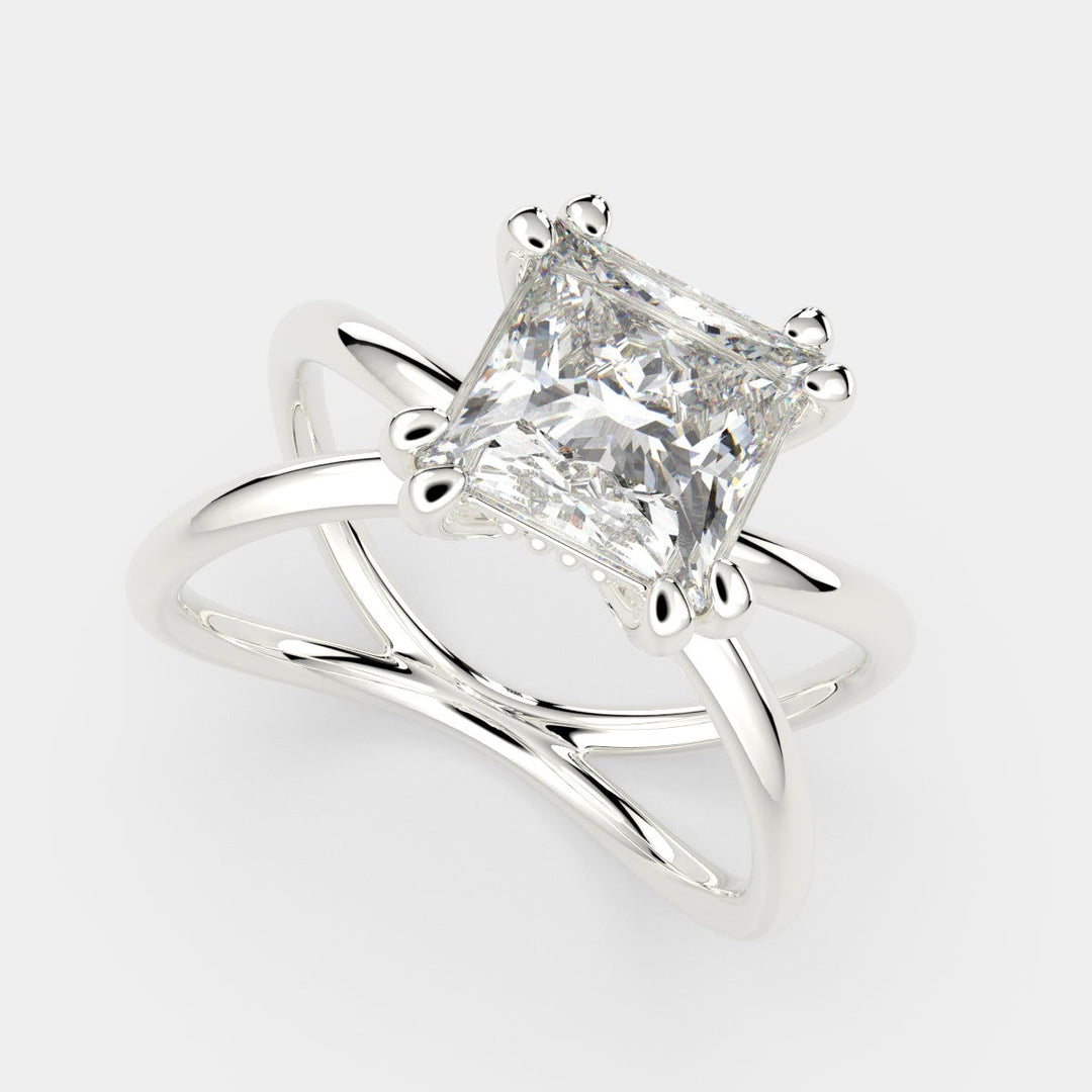 Tatiana Princess Cut Solitaire Split Shank Engagement Ring Setting - Nivetta