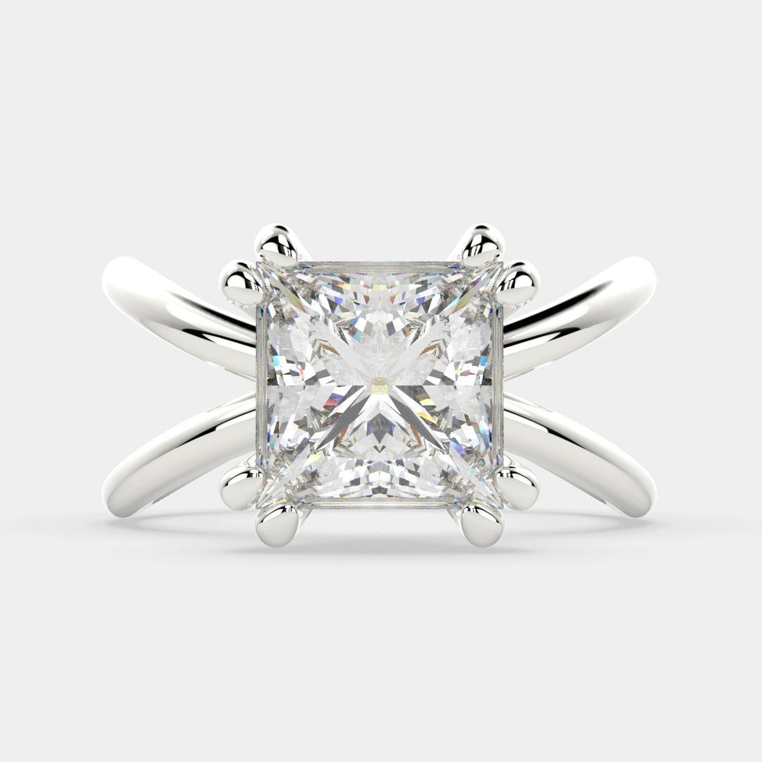 Tatiana Princess Cut Solitaire Split Shank Engagement Ring Setting - Nivetta