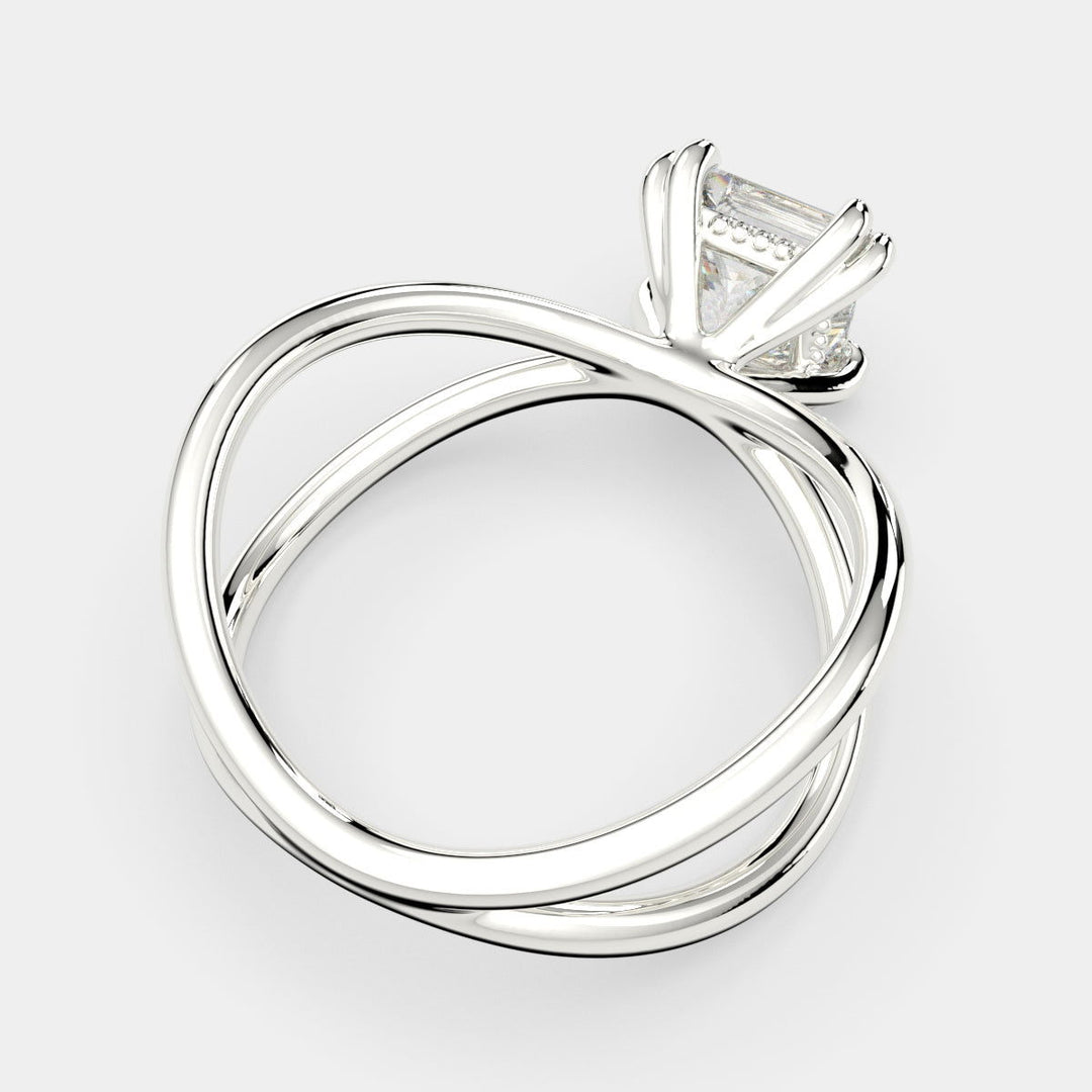 Tatiana Princess Cut Solitaire Split Shank Engagement Ring Setting - Nivetta