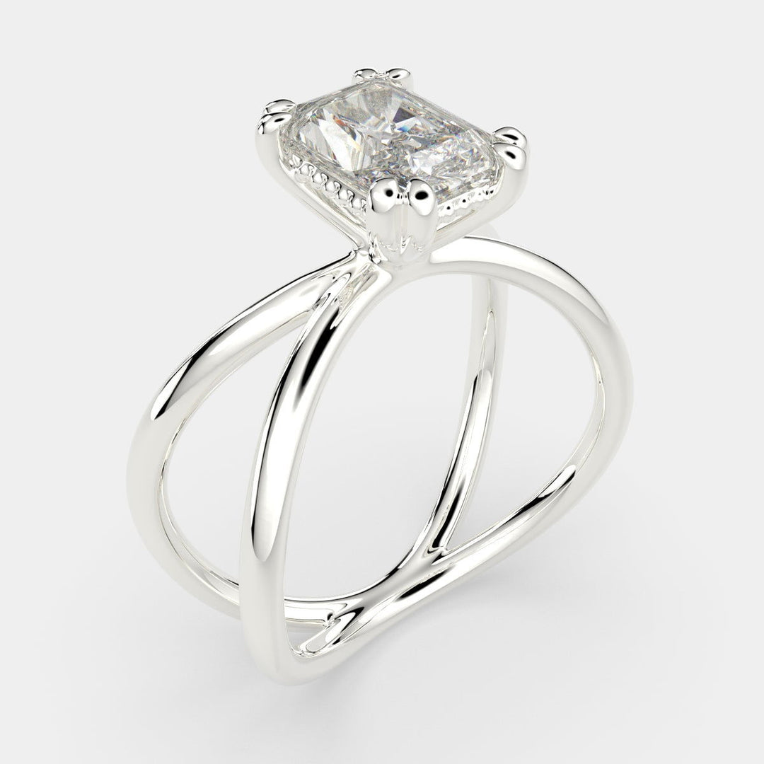 Tatiana Radiant Cut Solitaire Split Shank Engagement Ring Setting - Nivetta