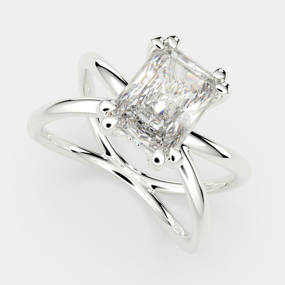 Tatiana Radiant Cut Solitaire Split Shank Engagement Ring Setting - Nivetta