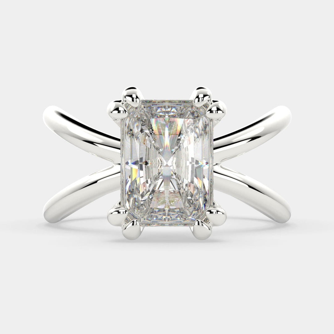 Tatiana Radiant Cut Solitaire Split Shank Engagement Ring Setting - Nivetta