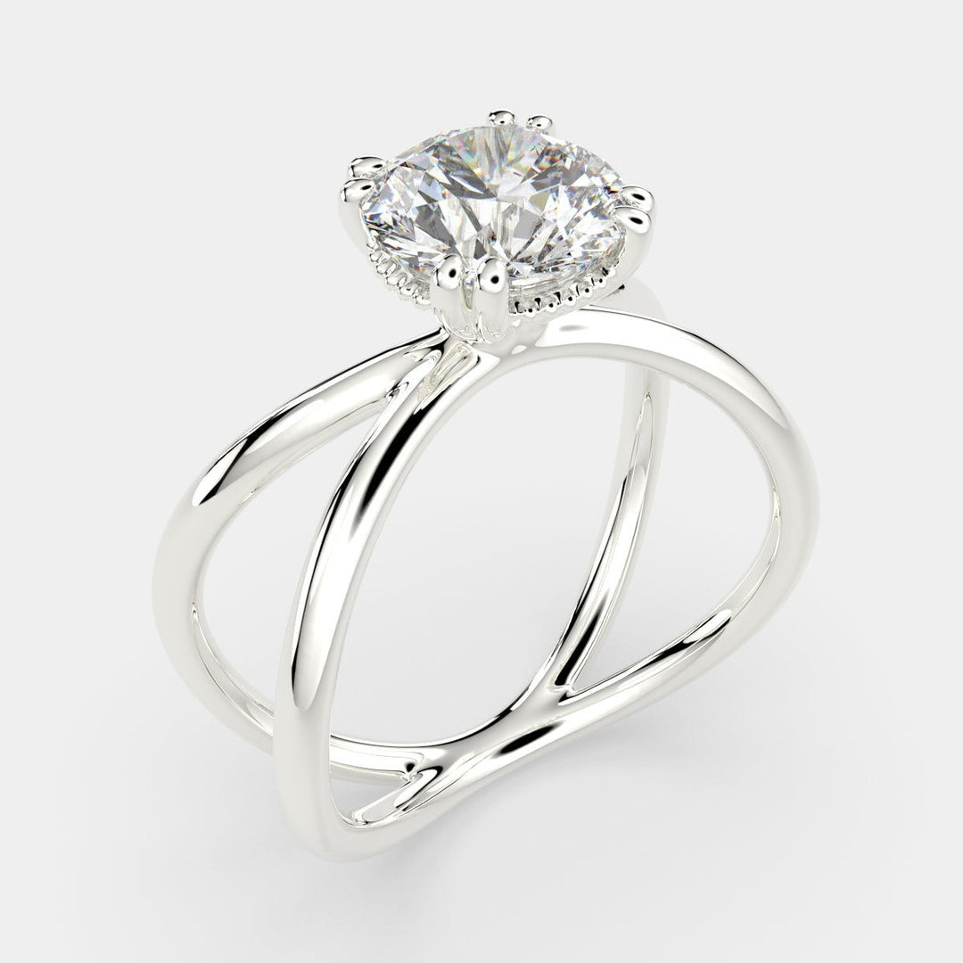 Tatiana Round Cut Solitaire Split Shank Engagement Ring Setting - Nivetta