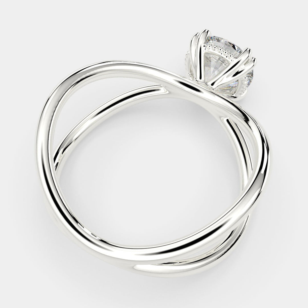 Tatiana Round Cut Solitaire Split Shank Engagement Ring Setting - Nivetta