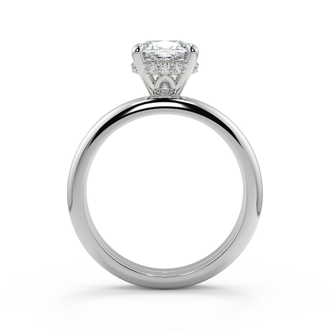 Teagan 4 Prong Crown Solitaire Cushion Cut Engagement Ring - Nivetta