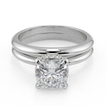 Load image into Gallery viewer, Teagan 4 Prong Crown Solitaire Cushion Cut Engagement Ring - Nivetta