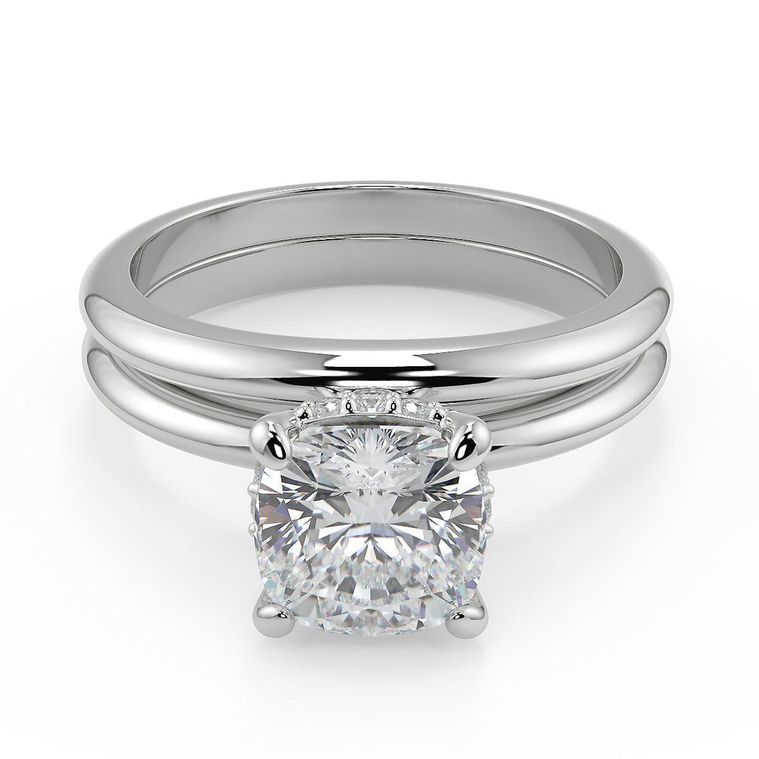 Teagan 4 Prong Crown Solitaire Cushion Cut Engagement Ring - Nivetta