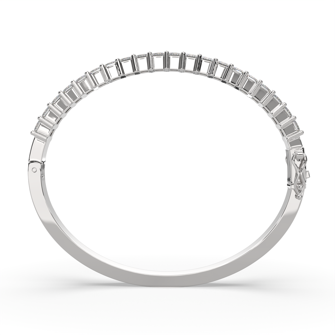 Thessaly Princess Cut Diamond Bangle Bracelet Shared Prong Hinged (4 ctw) - Nivetta