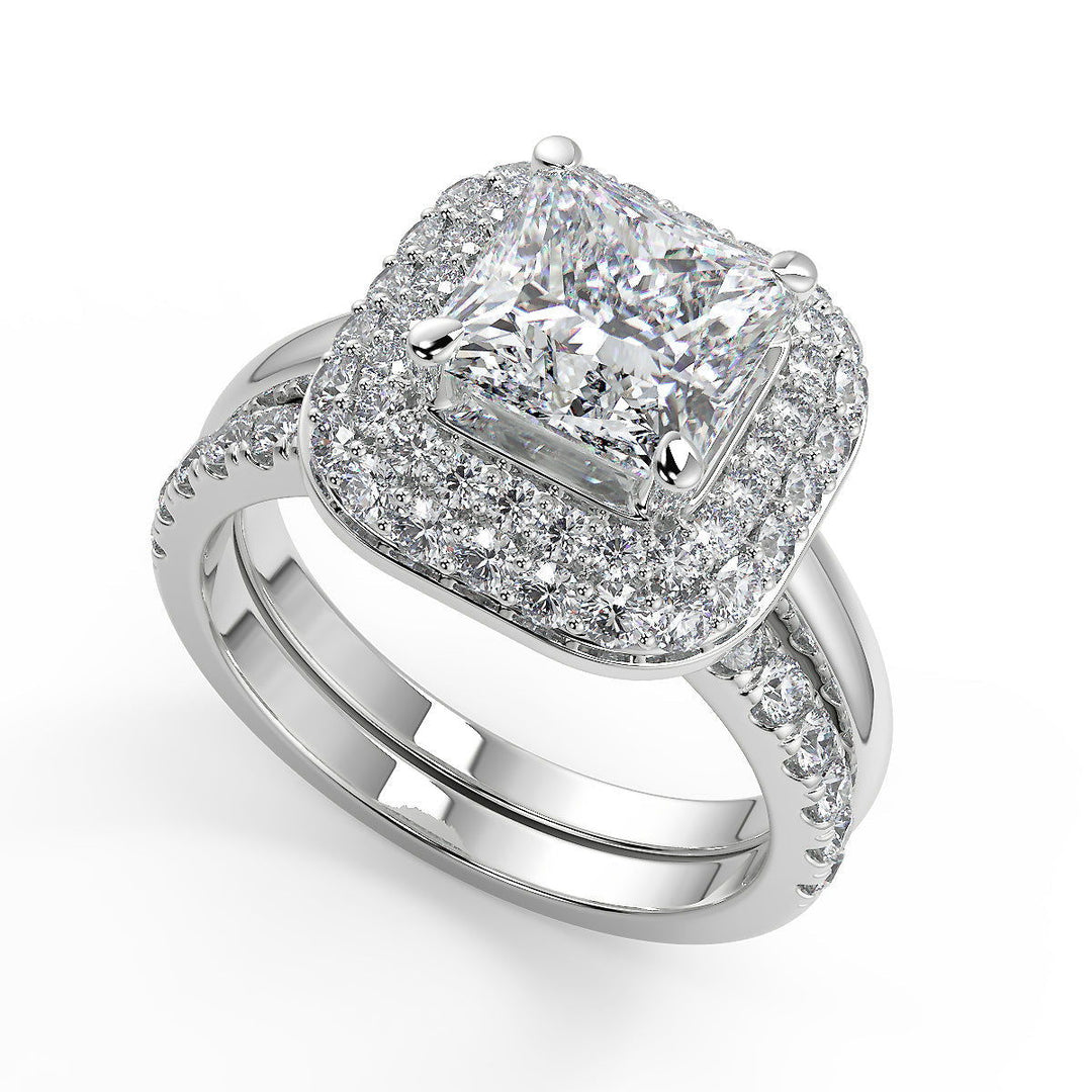 Tianna Double Halo Princess Cut Diamond Engagement Ring - Nivetta