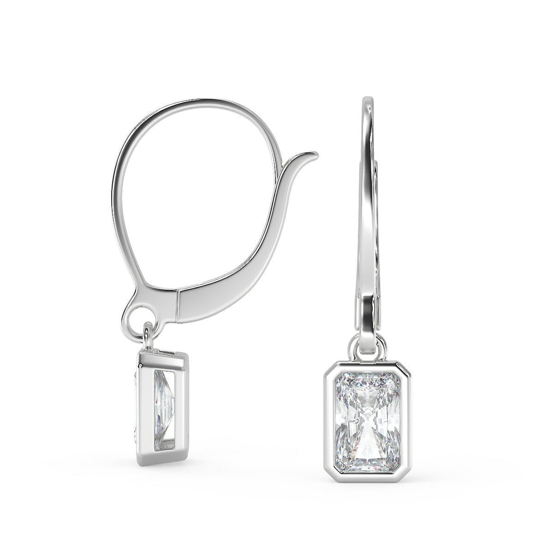 Tiara Radiant Cut Bezel Earrings Leverback - Nivetta