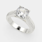 Load image into Gallery viewer, Valentina Cushion Cut Solitaire Tapered Milgrain Engagement Ring Setting - Nivetta