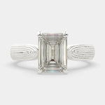 Load image into Gallery viewer, Valentina Emerald Cut Solitaire Tapered Milgrain Engagement Ring Setting - Nivetta