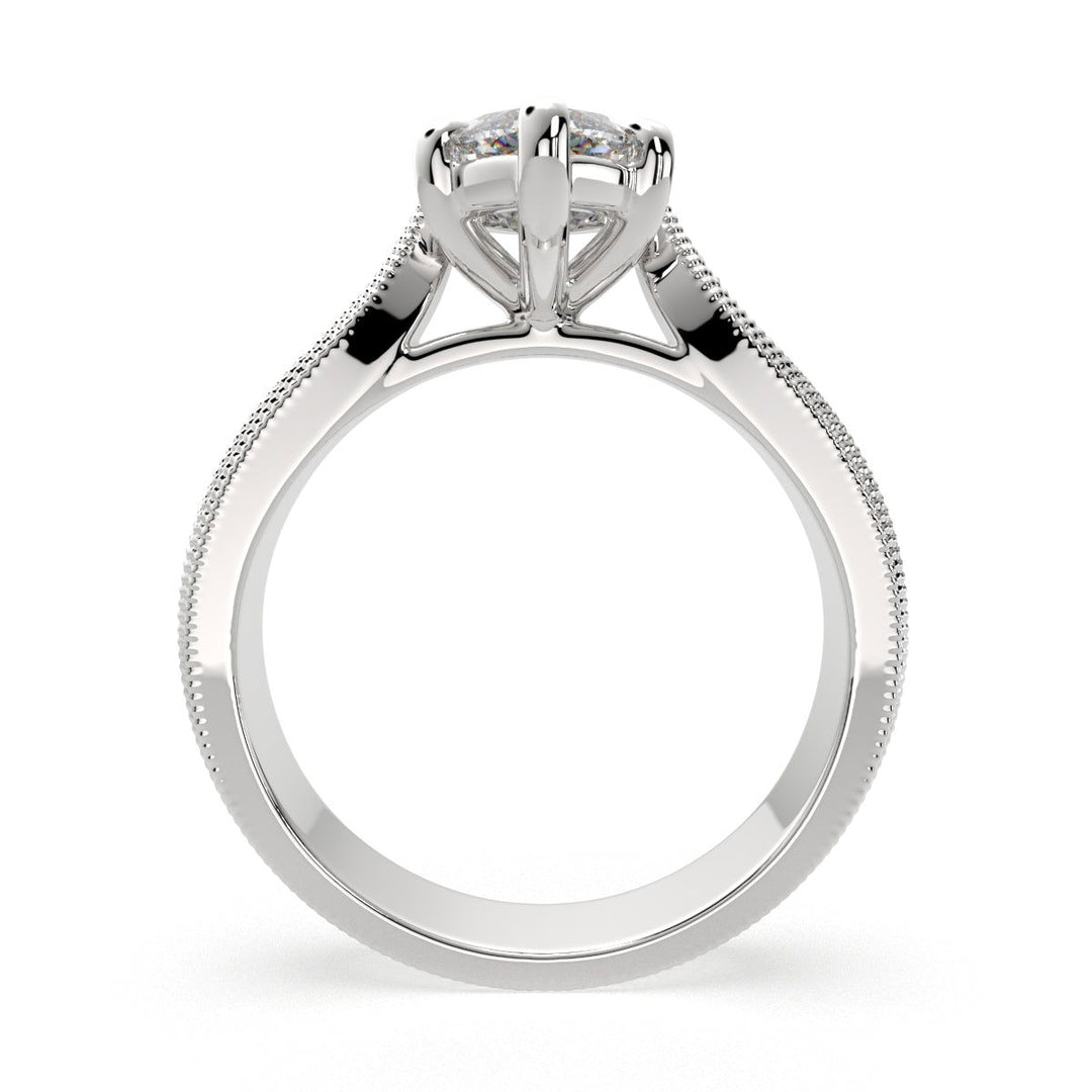 Valentina Marquise Cut Solitaire Tapered Milgrain Engagement Ring Setting - Nivetta