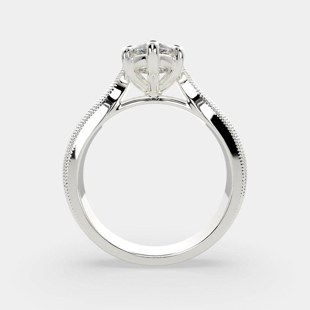 Valentina Marquise Cut Solitaire Tapered Milgrain Engagement Ring Setting - Nivetta