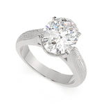 Load image into Gallery viewer, Valentina Oval Cut Solitaire Tapered Milgrain Engagement Ring Setting - Nivetta