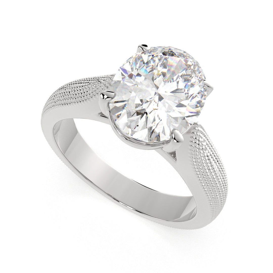 Valentina Oval Cut Solitaire Tapered Milgrain Engagement Ring Setting - Nivetta
