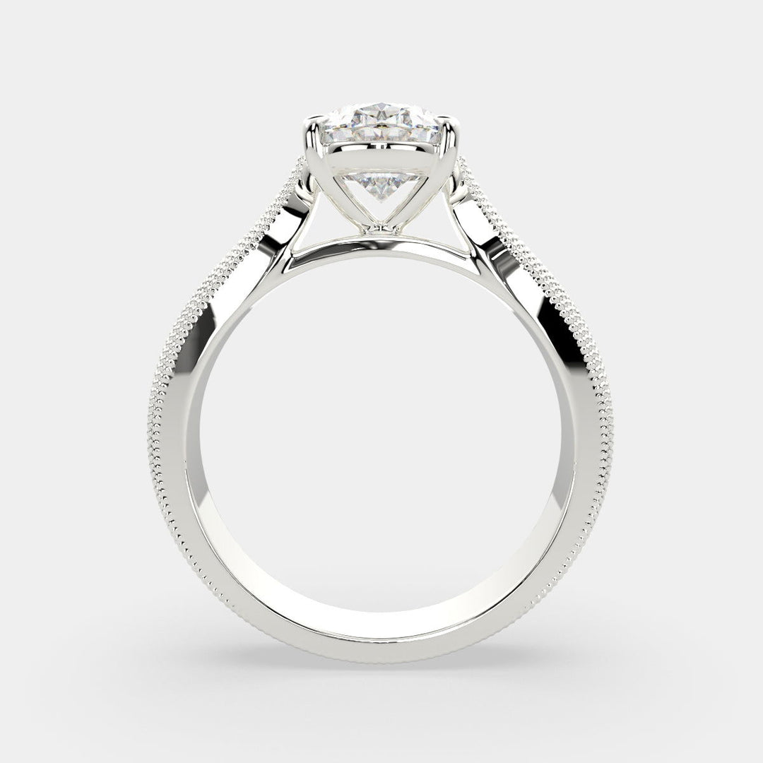 Valentina Oval Cut Solitaire Tapered Milgrain Engagement Ring Setting - Nivetta