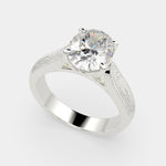 Load image into Gallery viewer, Valentina Oval Cut Solitaire Tapered Milgrain Engagement Ring Setting - Nivetta