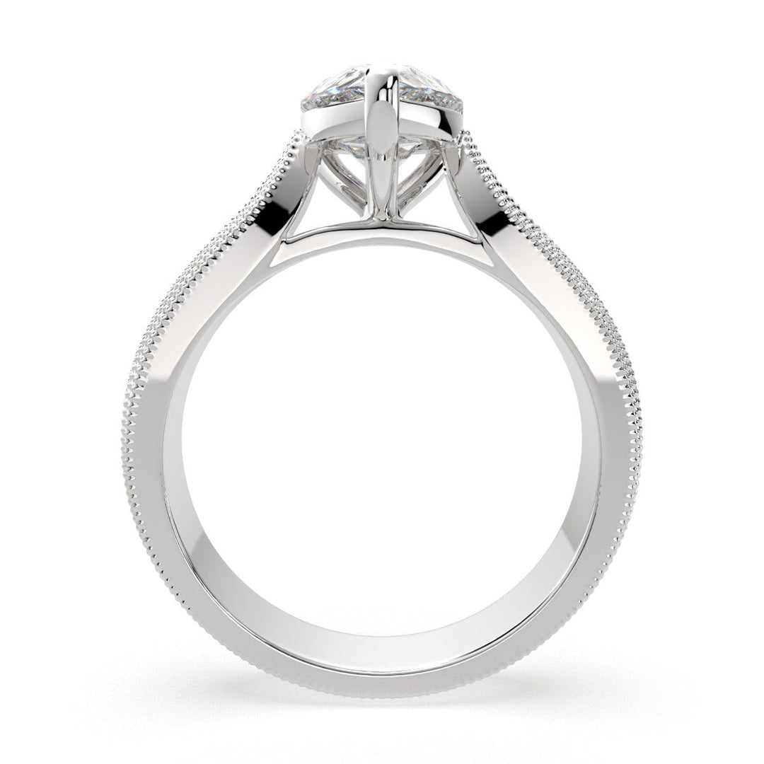 Valentina Pear Cut Solitaire Tapered Milgrain Engagement Ring Setting - Nivetta