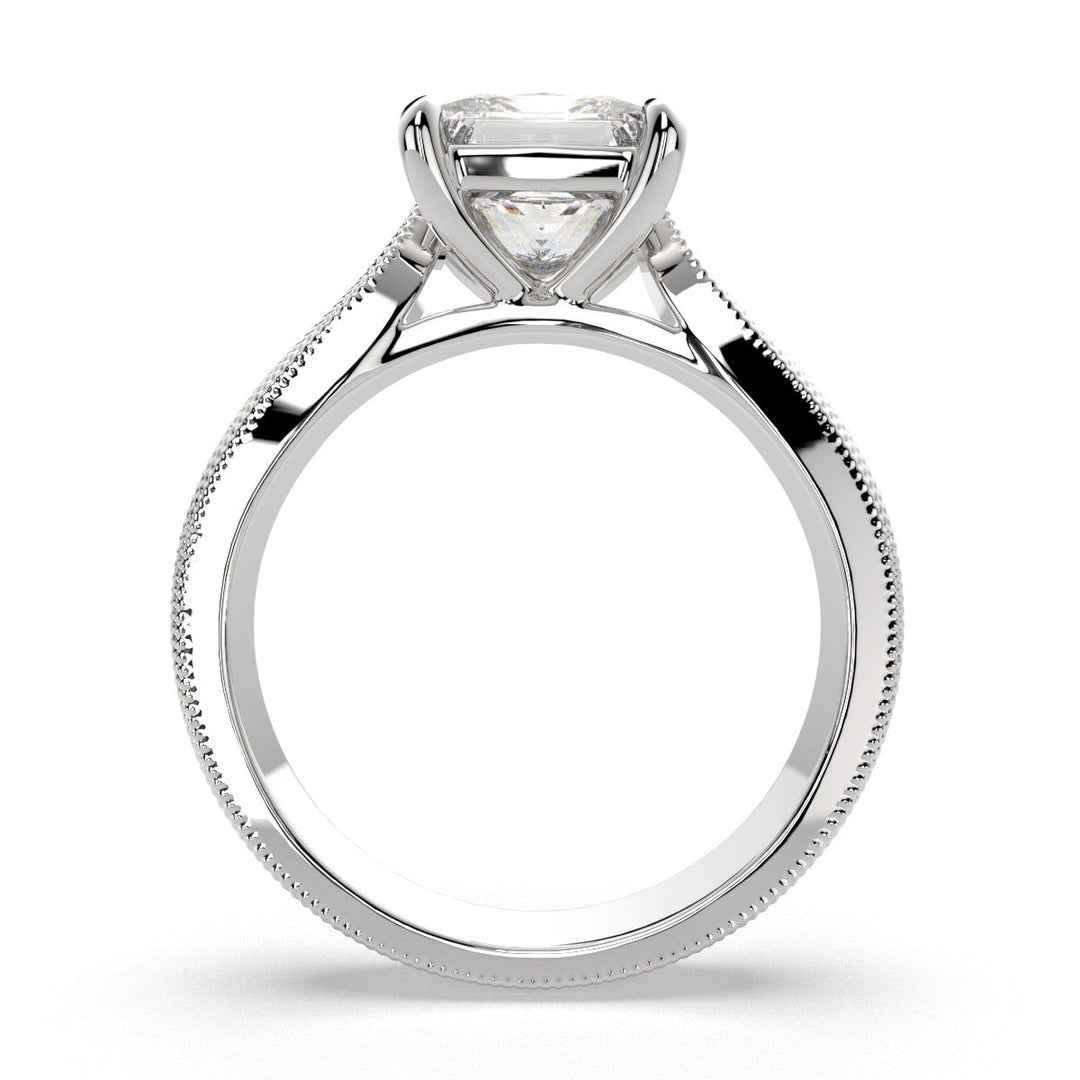 Valentina Princess Cut Solitaire Tapered Milgrain Engagement Ring Setting - Nivetta