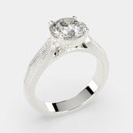 Load image into Gallery viewer, Valentina Round Cut Solitaire Tapered Milgrain Engagement Ring Setting - Nivetta