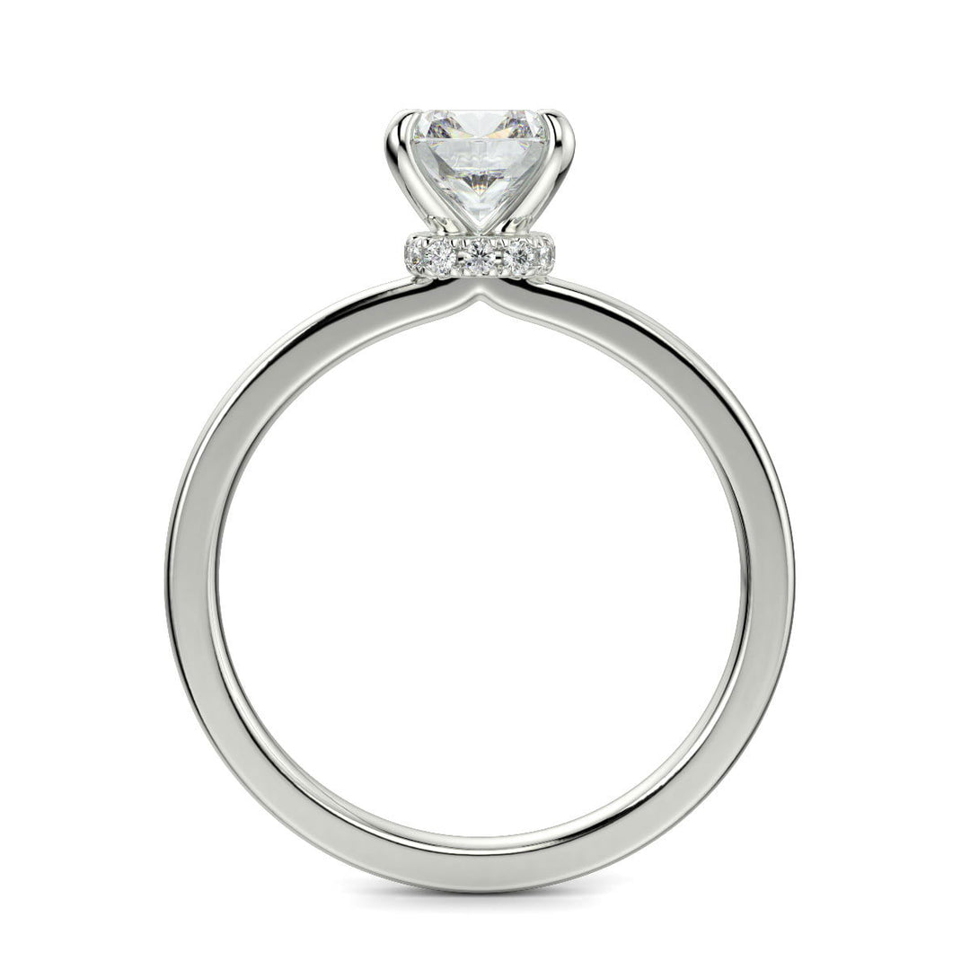 Valeria Cushion Cut Hidden Halo Solitaire 4 Prong Claw Set Engagement Ring Setting - Nivetta