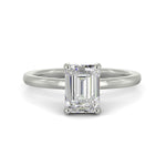 Load image into Gallery viewer, Valeria Emerald Cut Hidden Halo Solitaire 4 Prong Claw Set Engagement Ring Setting - Nivetta