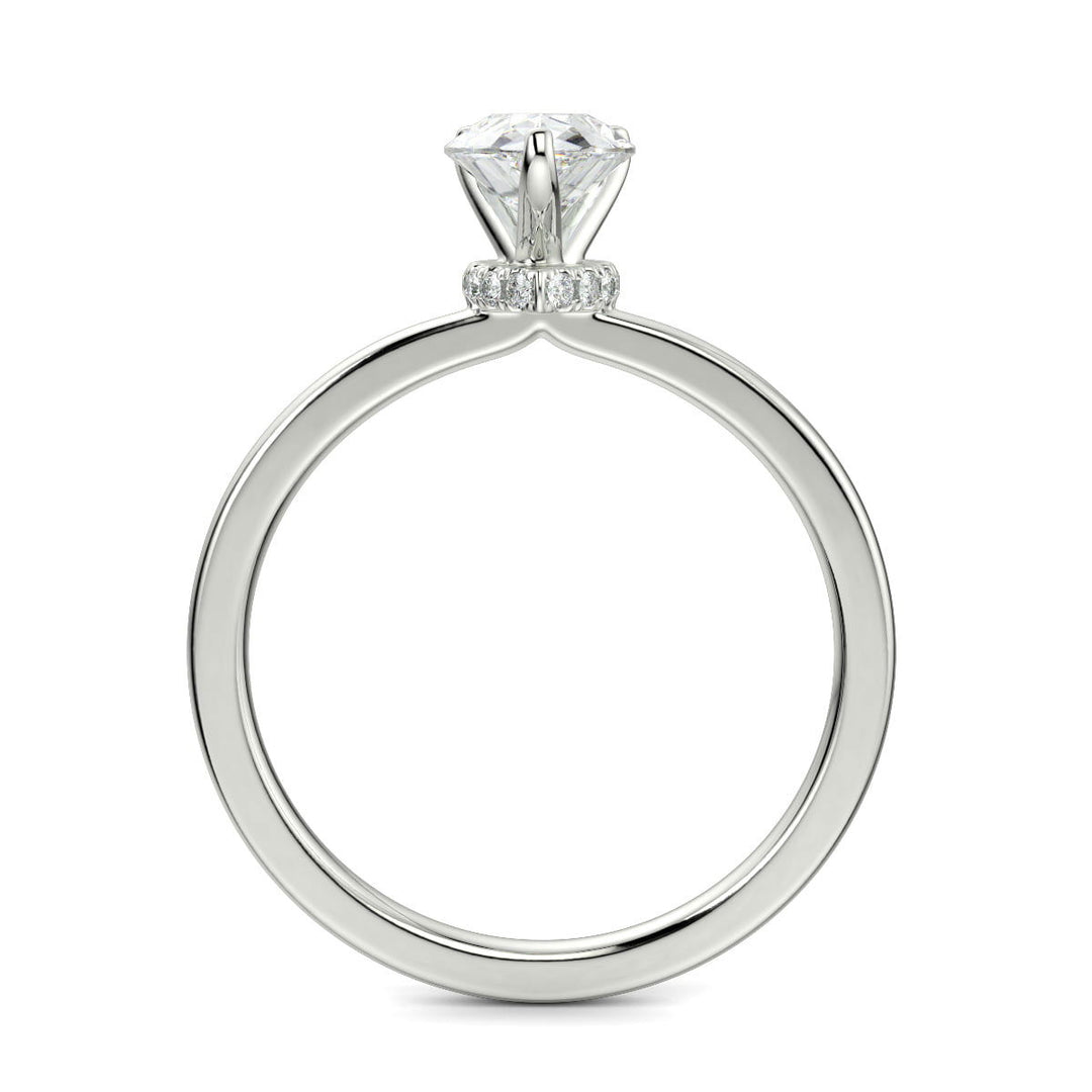 Valeria Pear Cut Hidden Halo Solitaire 4 Prong Claw Set Engagement Ring Setting - Nivetta