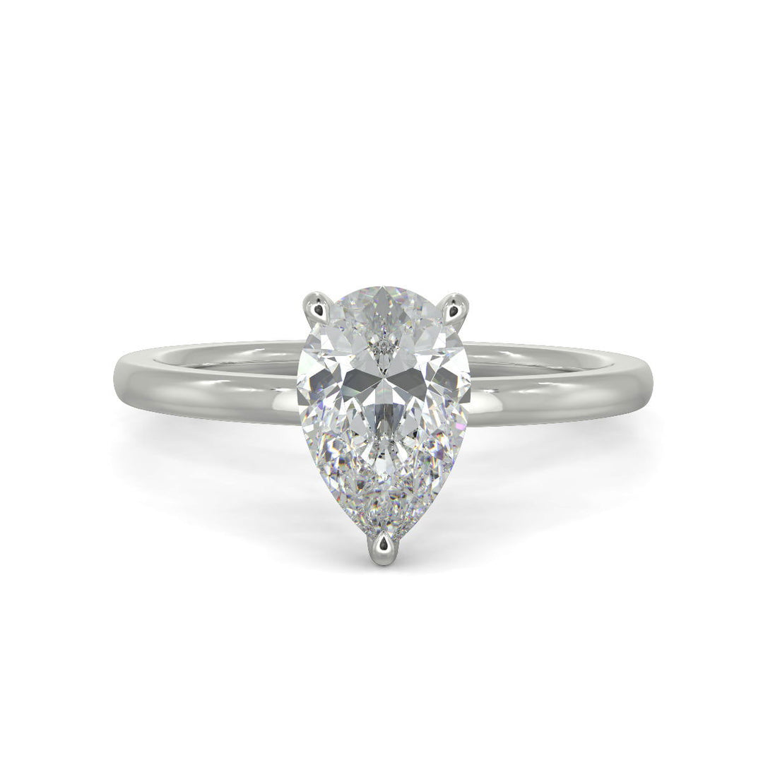 Valeria Pear Cut Hidden Halo Solitaire 4 Prong Claw Set Engagement Ring Setting - Nivetta