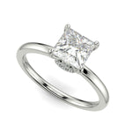 Load image into Gallery viewer, Valeria Princess Cut Hidden Halo Solitaire 4 Prong Claw Set Engagement Ring Setting - Nivetta