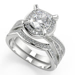 Load image into Gallery viewer, Valery Halo Pave 4 Prong Cushion Cut Diamond Engagement Ring - Nivetta
