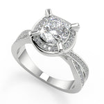 Load image into Gallery viewer, Valery Halo Pave 4 Prong Cushion Cut Diamond Engagement Ring - Nivetta