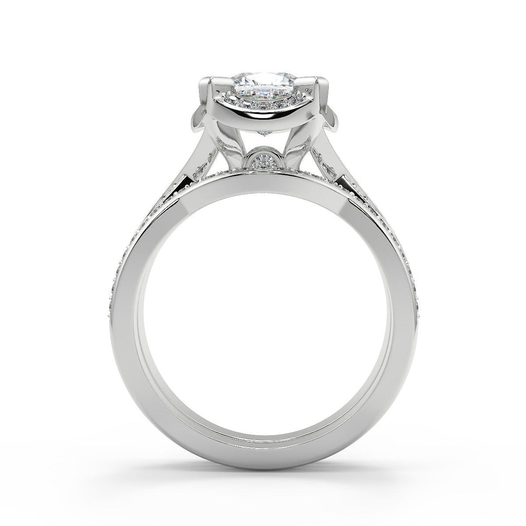 Valery Halo Pave 4 Prong Cushion Cut Diamond Engagement Ring - Nivetta