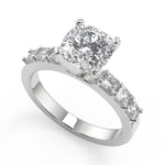 Load image into Gallery viewer, Violet Shared Prong Assher Accents Cushion Cut Diamond Ring - Nivetta