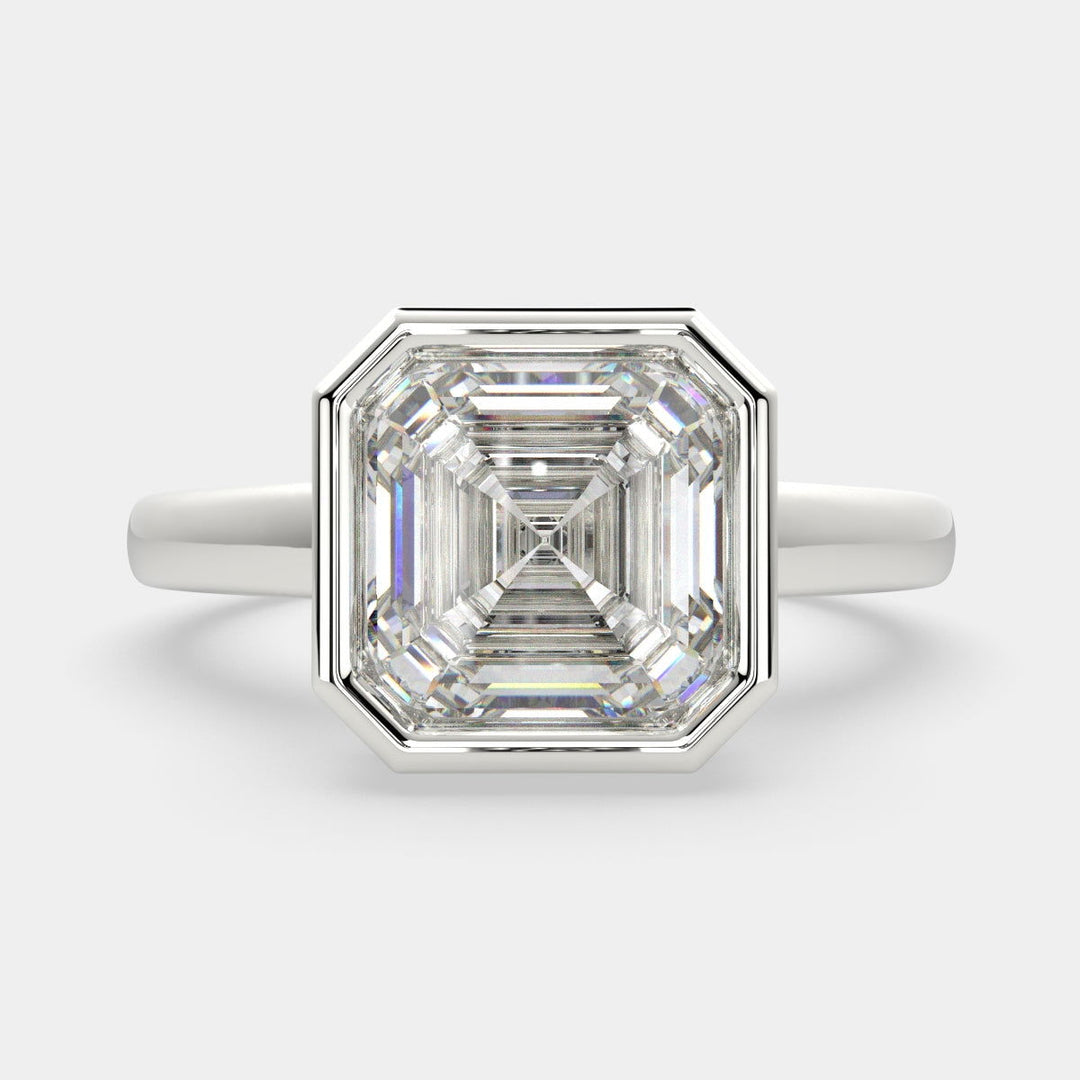 Xenia Emerald Cut Halo Pave Solitaire Engagement Ring Setting - Nivetta