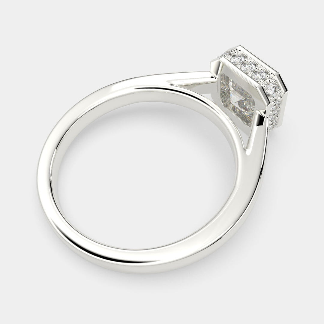 Xenia Emerald Cut Halo Pave Solitaire Engagement Ring Setting - Nivetta