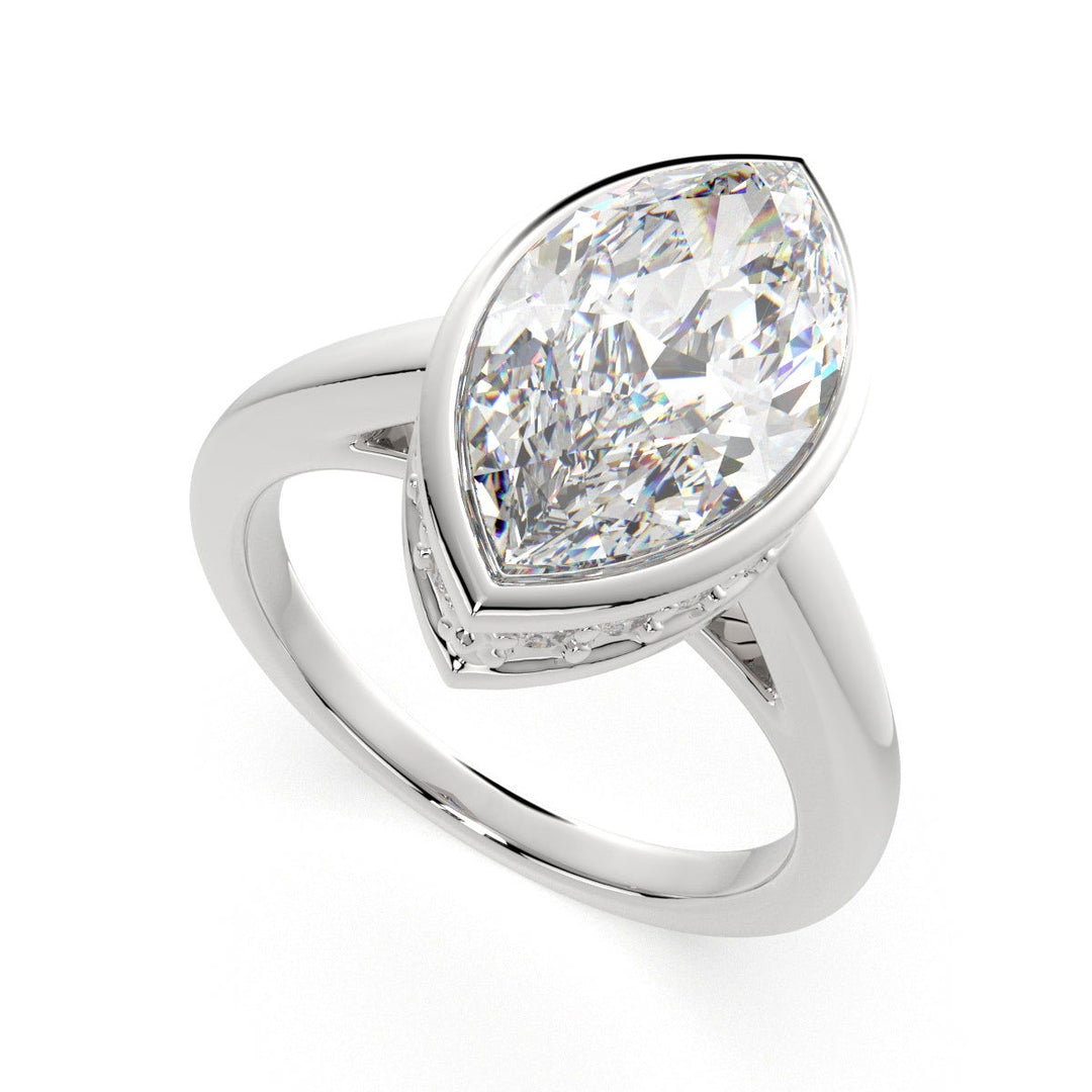 Xenia Marquise Cut Halo Pave Solitaire Engagement Ring Setting - Nivetta