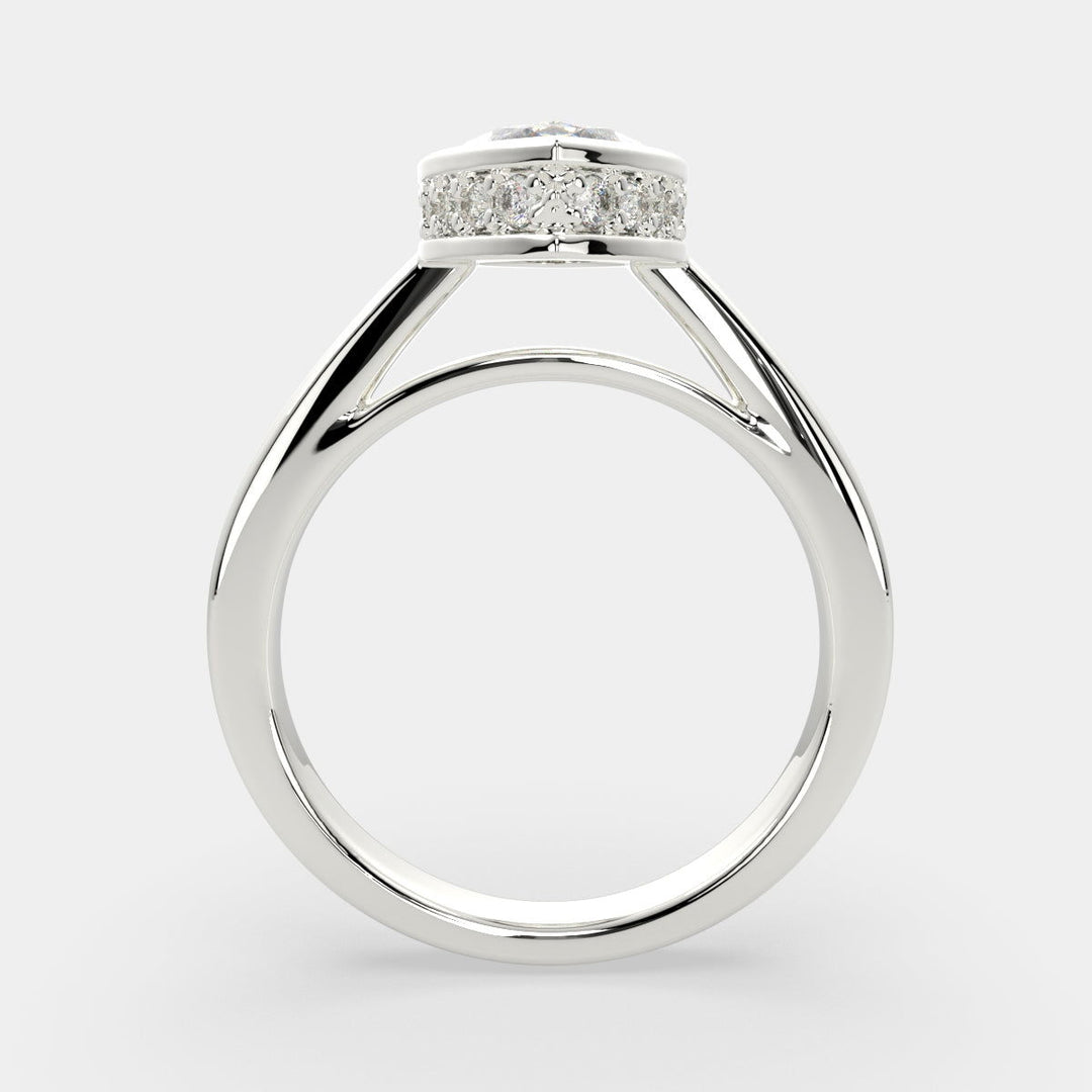 Xenia Marquise Cut Halo Pave Solitaire Engagement Ring Setting - Nivetta