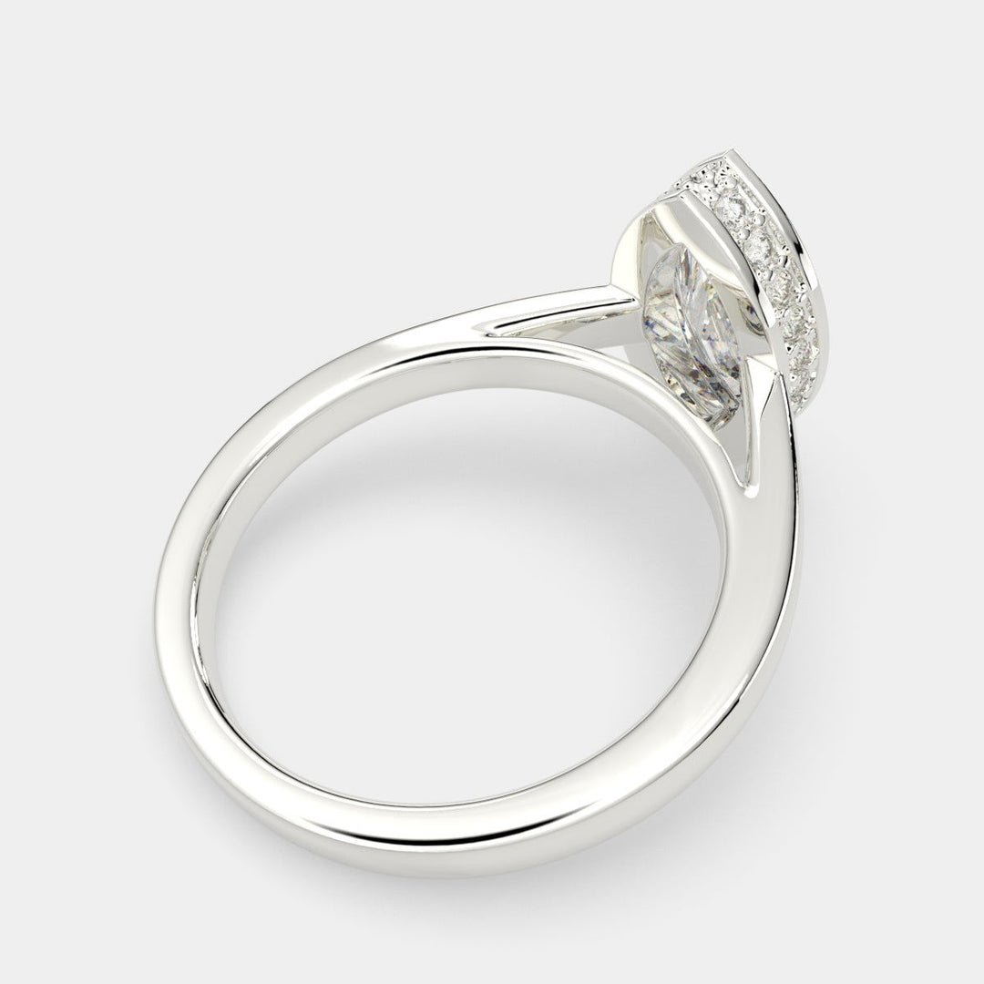 Xenia Marquise Cut Halo Pave Solitaire Engagement Ring Setting - Nivetta