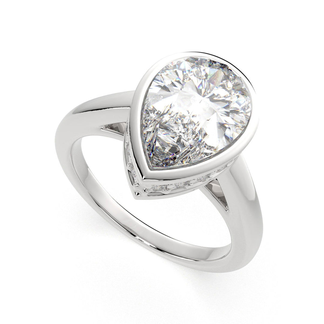 Xenia Pear Cut Halo Pave Solitaire Engagement Ring Setting - Nivetta