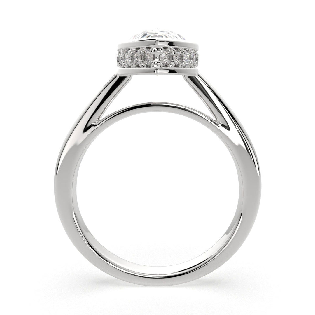 Xenia Pear Cut Halo Pave Solitaire Engagement Ring Setting - Nivetta