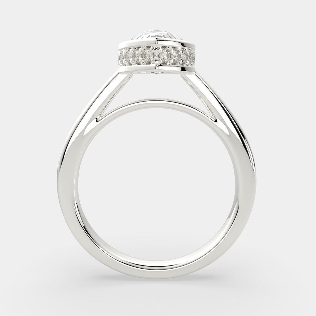 Xenia Pear Cut Halo Pave Solitaire Engagement Ring Setting - Nivetta