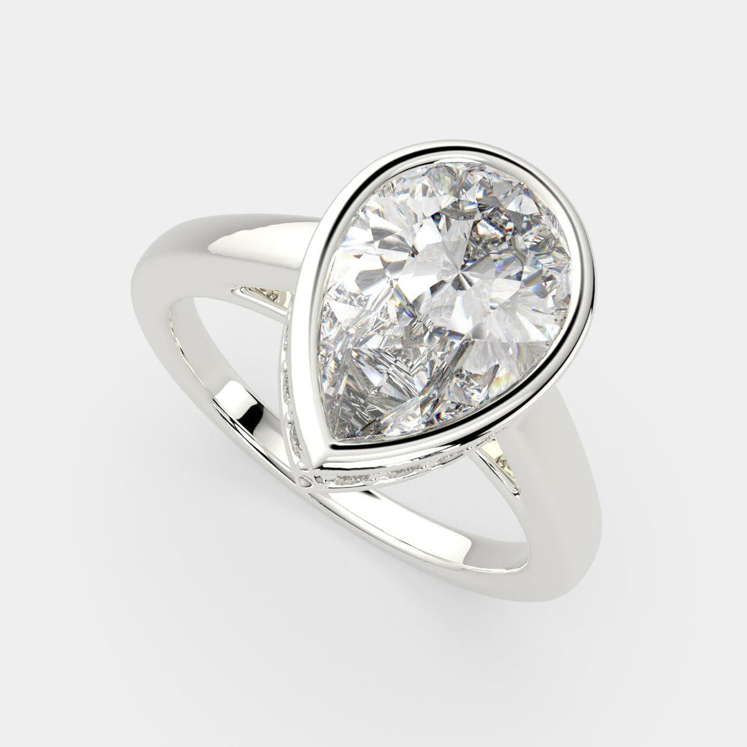 Xenia Pear Cut Halo Pave Solitaire Engagement Ring Setting - Nivetta