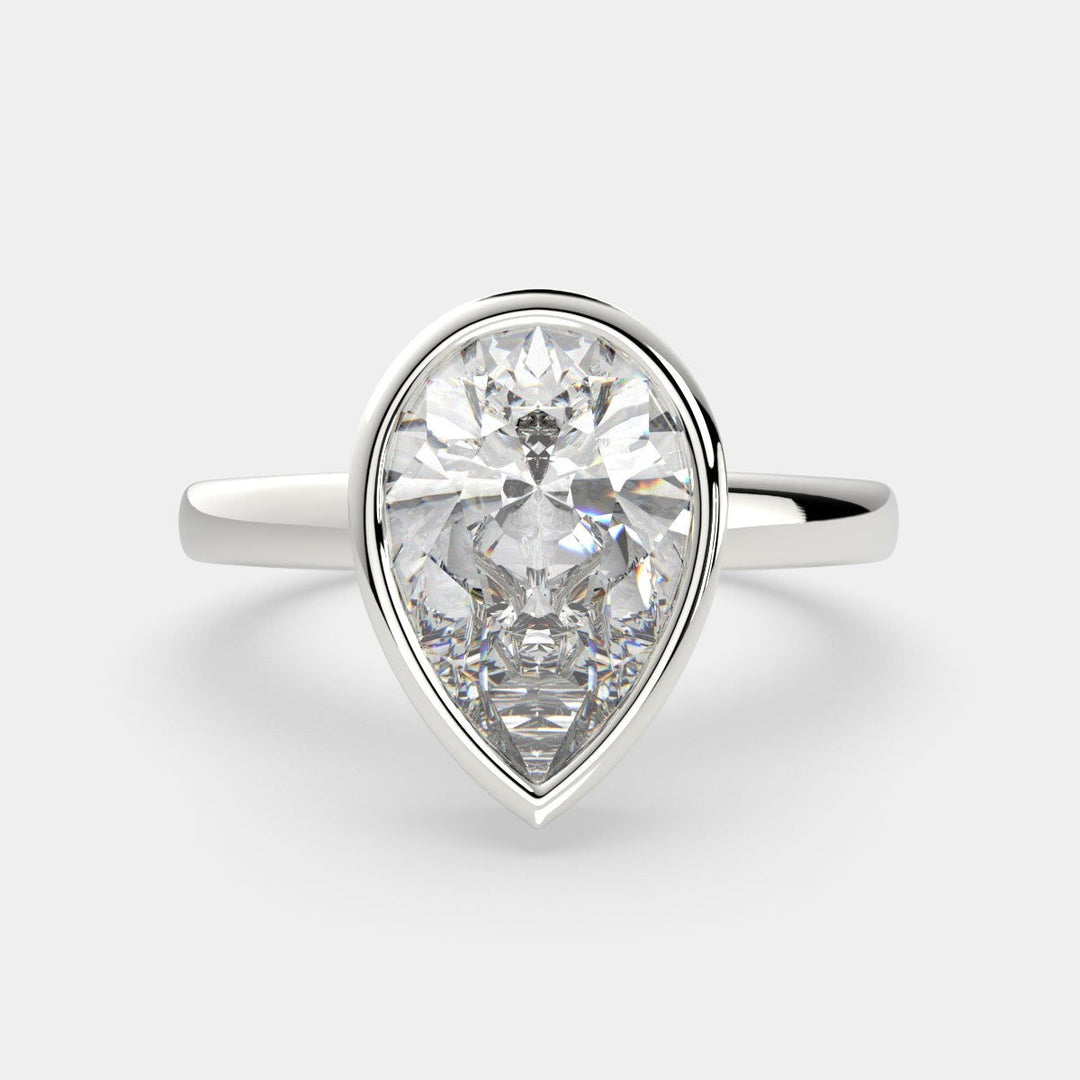 Xenia Pear Cut Halo Pave Solitaire Engagement Ring Setting - Nivetta