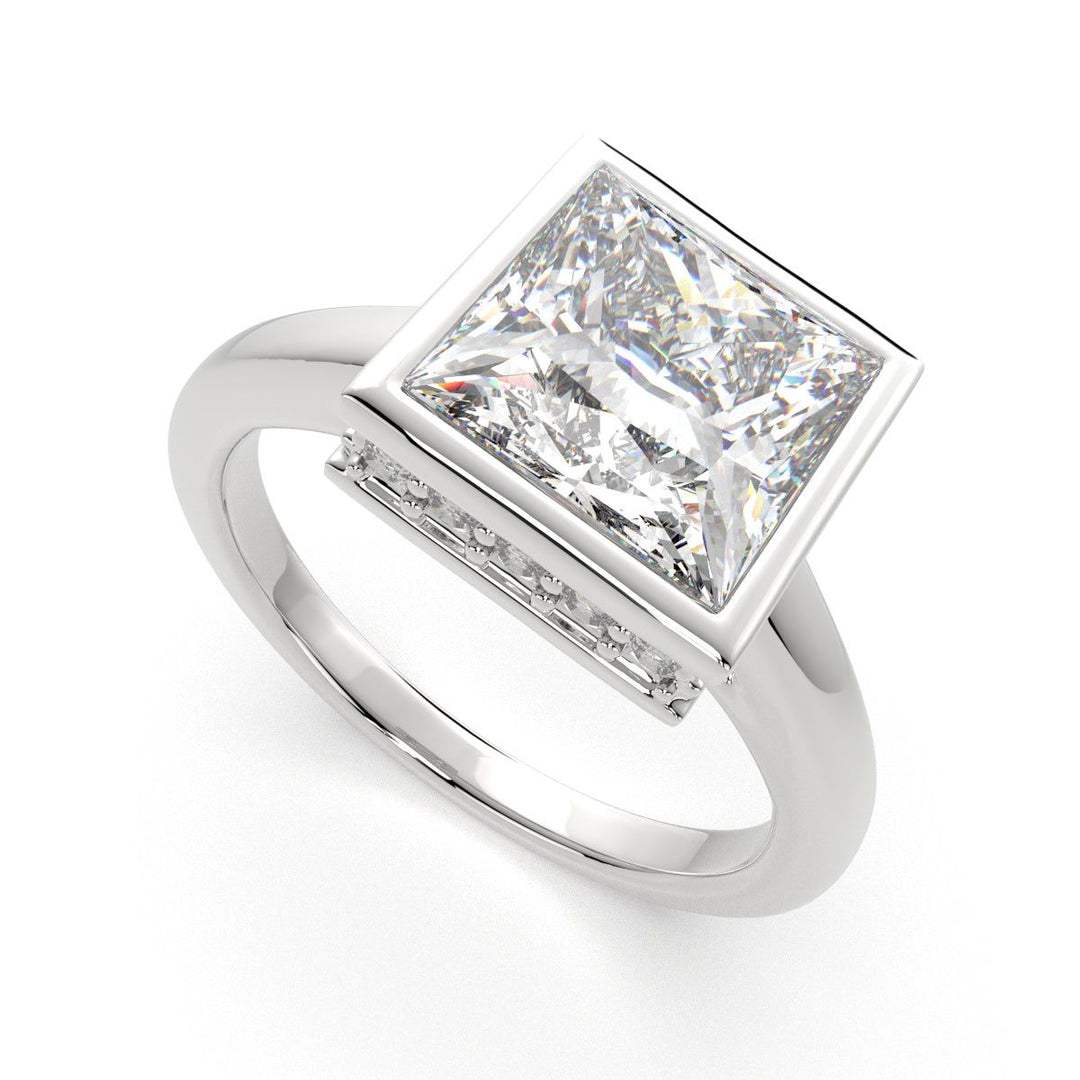 Xenia Princess Cut Halo Pave Solitaire Engagement Ring Setting - Nivetta
